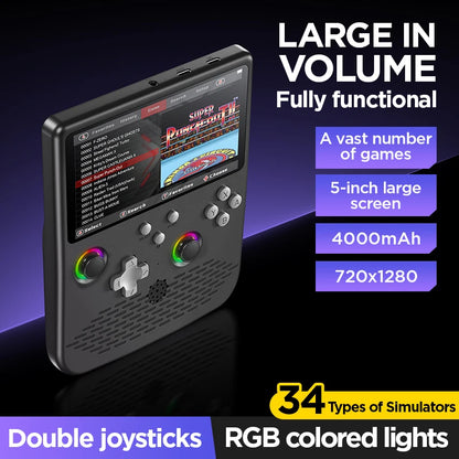 Open-Source H5 Handheld Game Console with Dual Joysticks and 5-Inch IPS High-Definition Display - Mini Nostalgic Arcade Experience