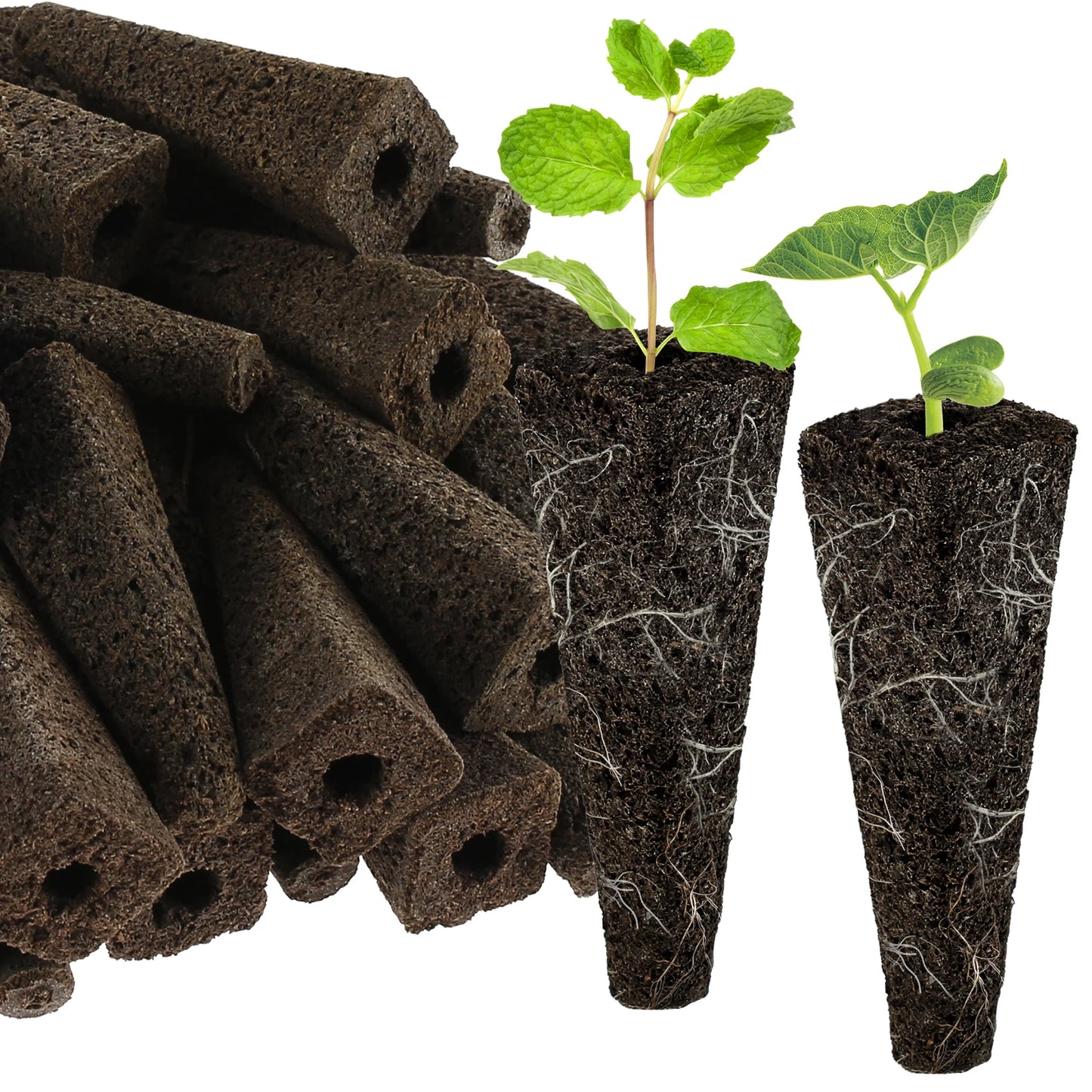 50-Pack Hydroponic Seed Grow Sponges for Root Development - Gardening Pods and Planting Accessories
