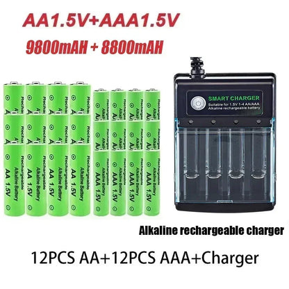 AA and AAA Rechargeable Battery 1.5V AA 9800Mah+Aaa 8800Mah+Charger for Computer Clock Radio Video Game Digital Camera AA AAA