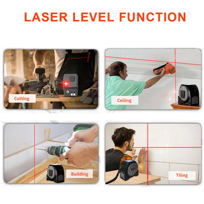 3-in-1 Laser Rangefinder with 5M Tape Measure and Handheld Laser Meter for Accurate Measurements and Cross Line Laser Level