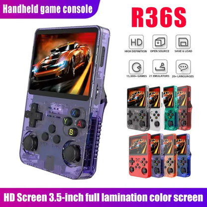 R36S Retro Handheld Gaming Console - 3.5-Inch IPS Display, Available in 64GB/128GB/256GB, Portable Device with Preloaded Games