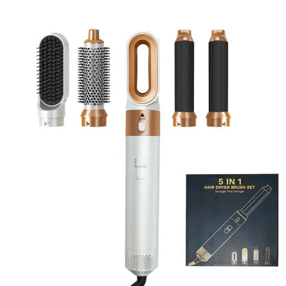 5-in-1 Professional Hair Dryer, Styling Tool Set, Hot Comb, Curling Iron, and Hair Straightener