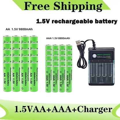 AA and AAA Rechargeable Battery 1.5V AA 9800Mah+Aaa 8800Mah+Charger for Computer Clock Radio Video Game Digital Camera AA AAA