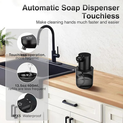 400ml Rechargeable Automatic Sensor Soap Dispenser - Wall-Mounted Electric Foam Hand Sanitizer for Bathrooms
