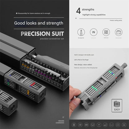Professional Precision Screwdriver Set - 32-in-1 Torx, Hex, and Phillips Magnetic Bits for Phone, Watch, and Laptop Repairs