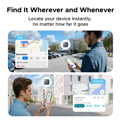 UGreen Dual System Compatible Smart Finder for Apple Find My (iOS) and Find Hub App (Android) Bluetooth Tracker Card