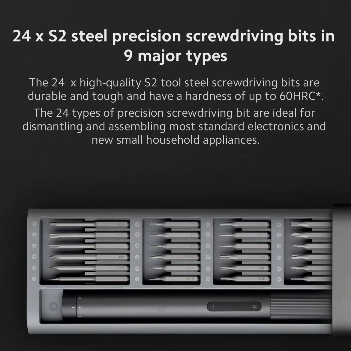 Xiaomi  Electric Precision Screwdriver Kit with 2 Gear Torque Control, 400 Screws, Type-C Rechargeable, Magnetic Aluminum Case