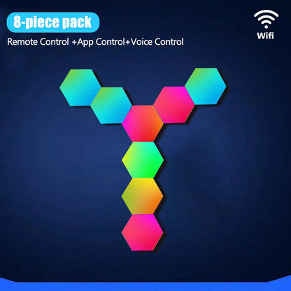 Hexagon RGB LED Light Panels for Gaming Rooms -with Musical Rhythm Sync, App Control 