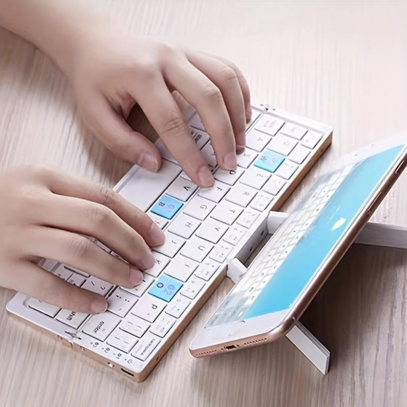 Mini Wireless Keyboard Super Mini Wireless Keyboard - Rechargeable, Foldable Design, Suitable for Android/Windows Tablets and Smartphones, Supports Simultaneous Connection to 3 Devices