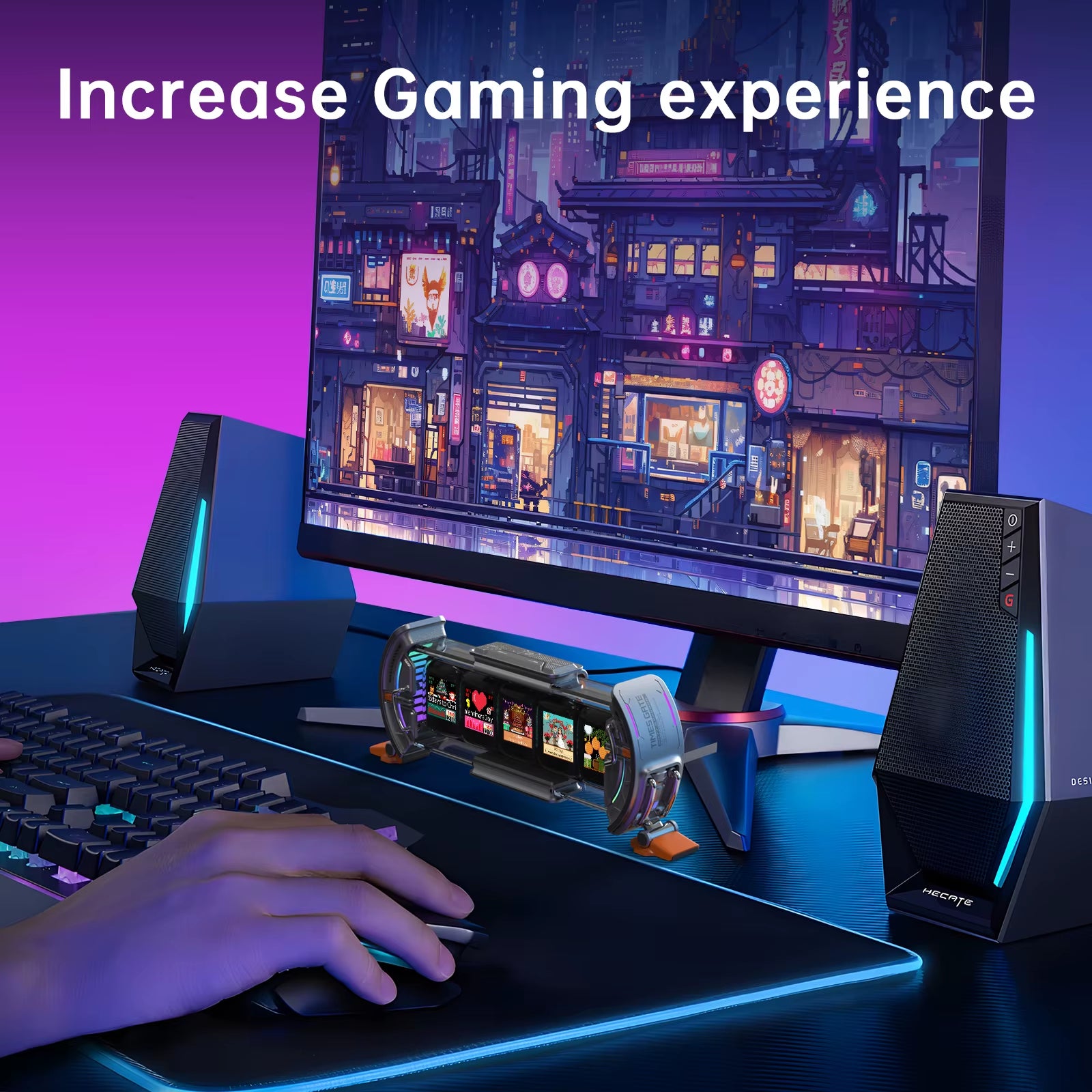 Divoom Times Gate Cyberpunk Gaming Digital Clock with Smart App Control, Wi-Fi Connectivity, and RGB LED Display