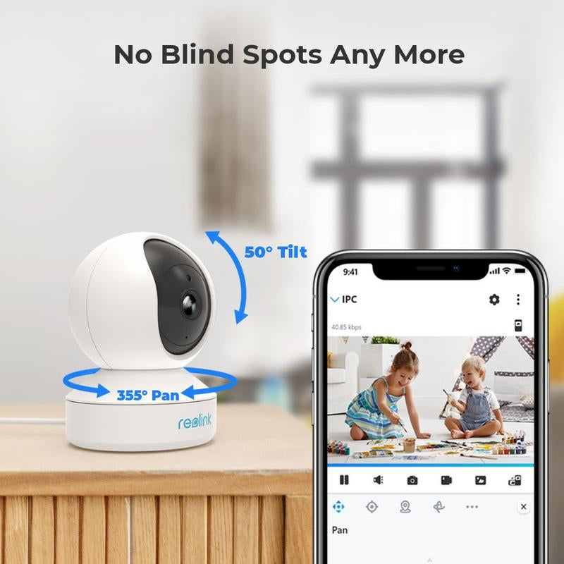 Reolink E1 3MP Pan-Tilt Indoor Security Camera for Any Budget, Person/Pet Detection, Two-Way Audio White
