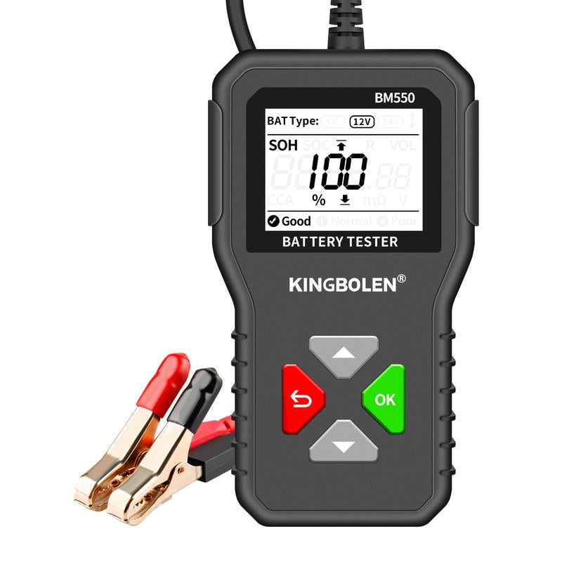 KINGBOLEN BM550 Automotive Battery Tester 6V 12V 24V Car Truck Motorcycles Boats Vehicle Battery Analyzer 100-2000 CCA