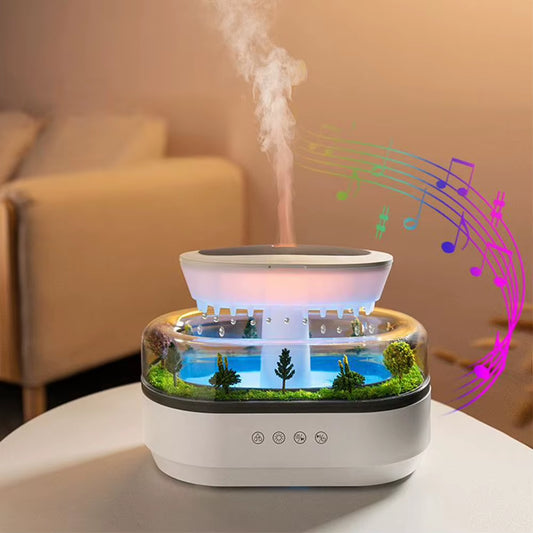 Rain Cloud and canyon Air Humidifier with Micro Landscape and Cool Mist Functionality, Featuring 7-Color Night Light and Essential Oil Diffuser