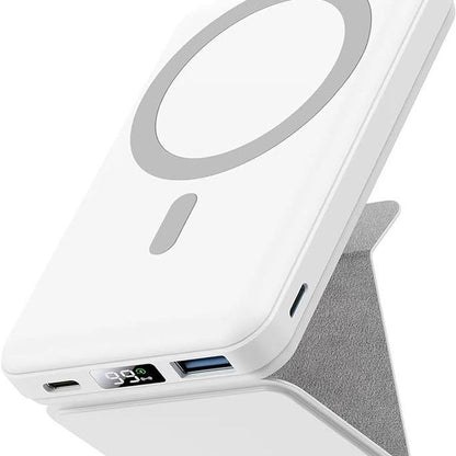 Wireless Charging Power Bank, 10000 Mah Power Bank with Folding Stand and USB-C Cable LED Display, Magnetic Power Bank 22.5W PD Fast Charging for Iphone