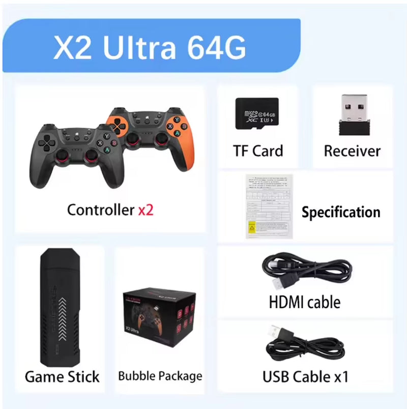 X2 Ultra Game Stick 256GB - Over 60,000 Retro Games, Wireless Handheld Console with HD Output for PS1 and Nintendo