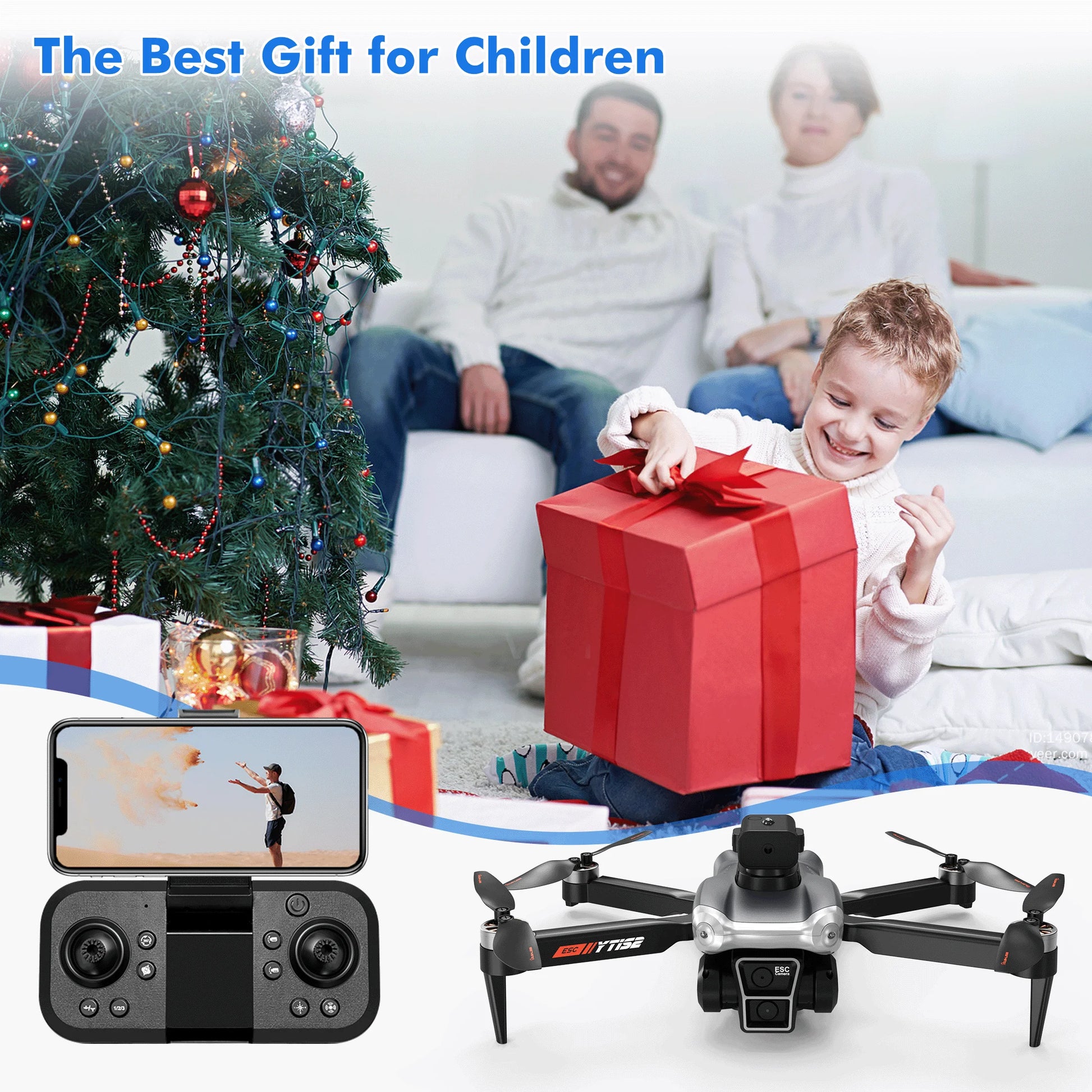 Drone with Camera for Kids Adults 4K,  RC Drones Foldable Fpv Quadcopter for Beginners with 3 Cameras & Batteries, LED Lights