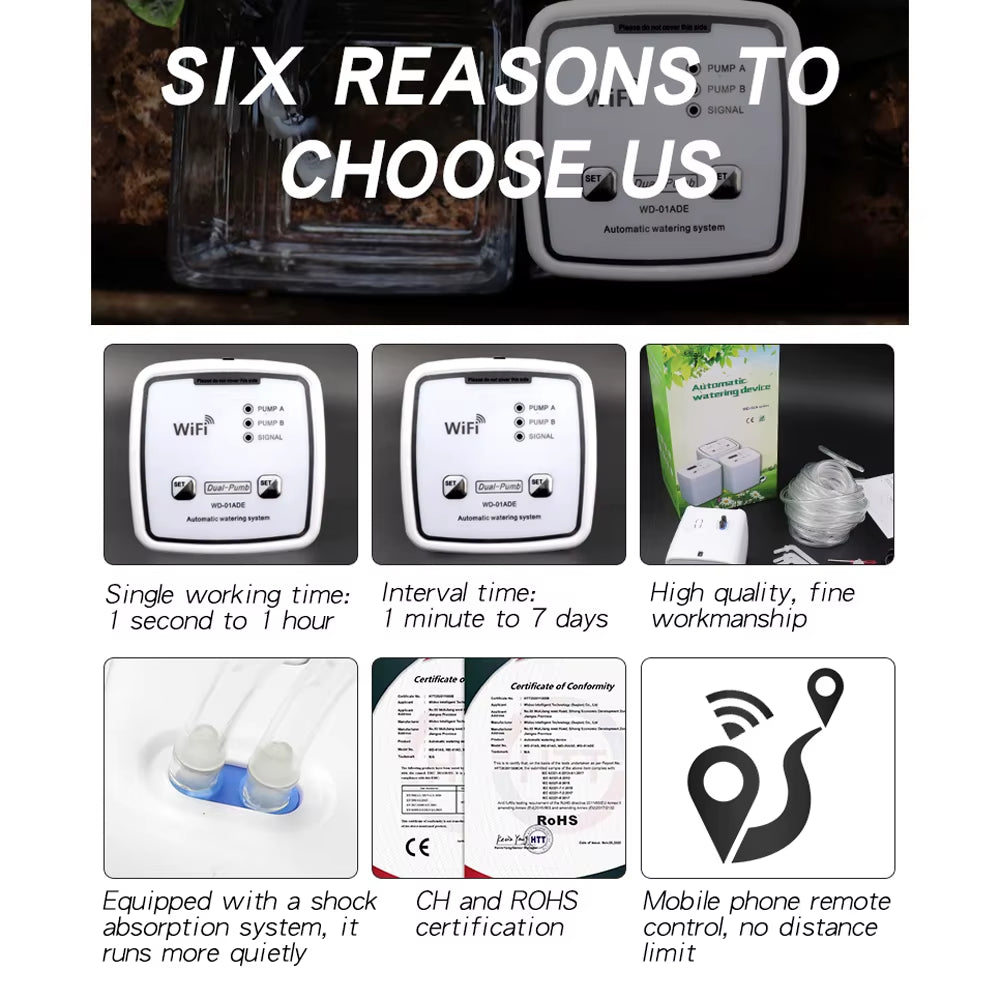 Intelligent WiFi-Enabled Dual Pump Timed Automatic Drip Irrigation System with Remote App Control for Garden Plants and Flowers