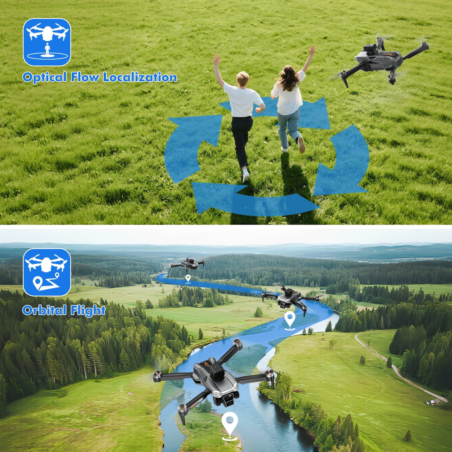 Drone with Camera for Kids Adults 4K,  RC Drones Foldable Fpv Quadcopter for Beginners with 3 Cameras & Batteries, LED Lights