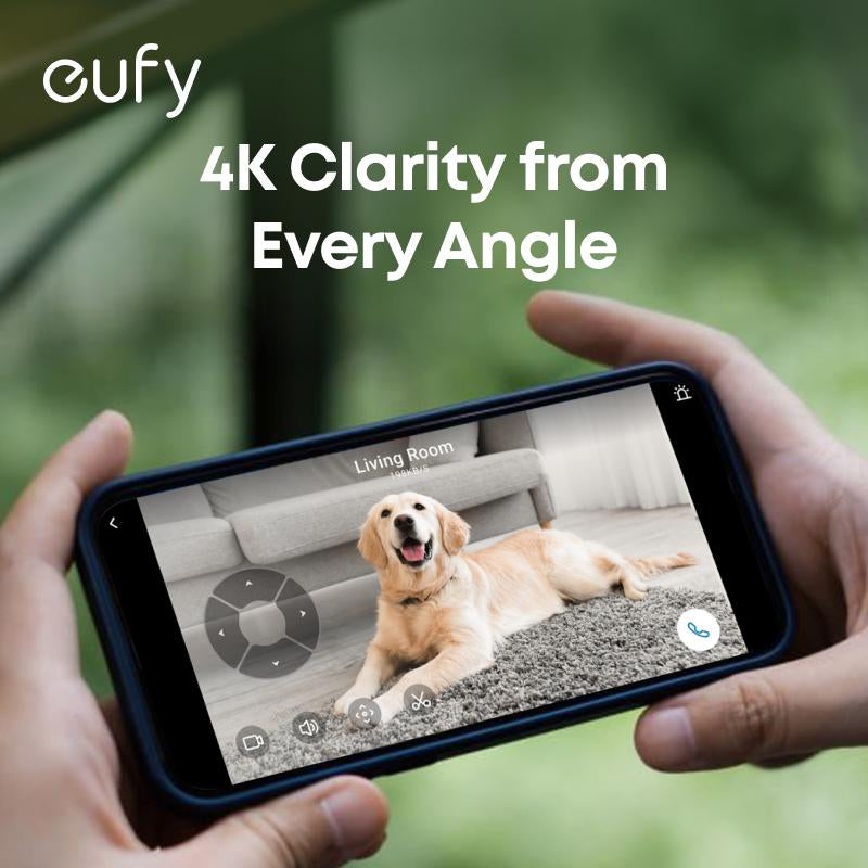 Eufy Indoor Cam E30, Latest Generation, 4K UHD Security Camera, 360 Pan-Tilt, Color Night Vision, AI Detection for Human/Pet/Audio/Crying, Human/Pet Auto Tracking, Works with Homekit
