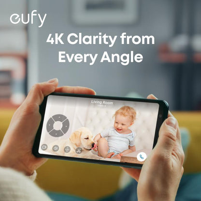 Eufy Indoor Cam E30, Latest Generation, 4K UHD Security Camera, 360 Pan-Tilt, Color Night Vision, AI Detection for Human/Pet/Audio/Crying, Human/Pet Auto Tracking, Works with Homekit