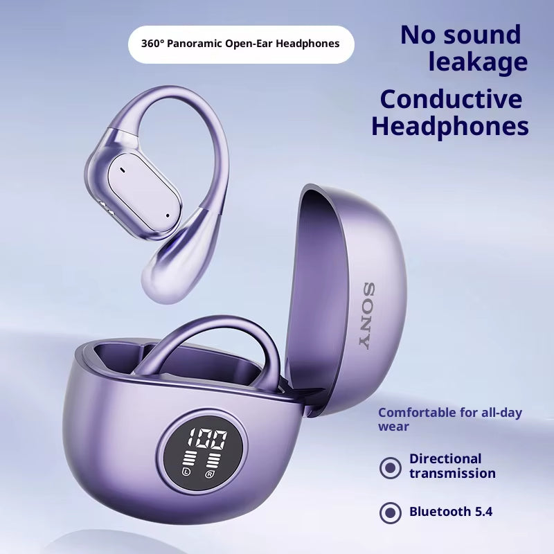  Wireless Ear Hook Headphones Bluetooth 5.4 - HiFi Stereo Waterproof Earbuds with LED Display and Touch Controls