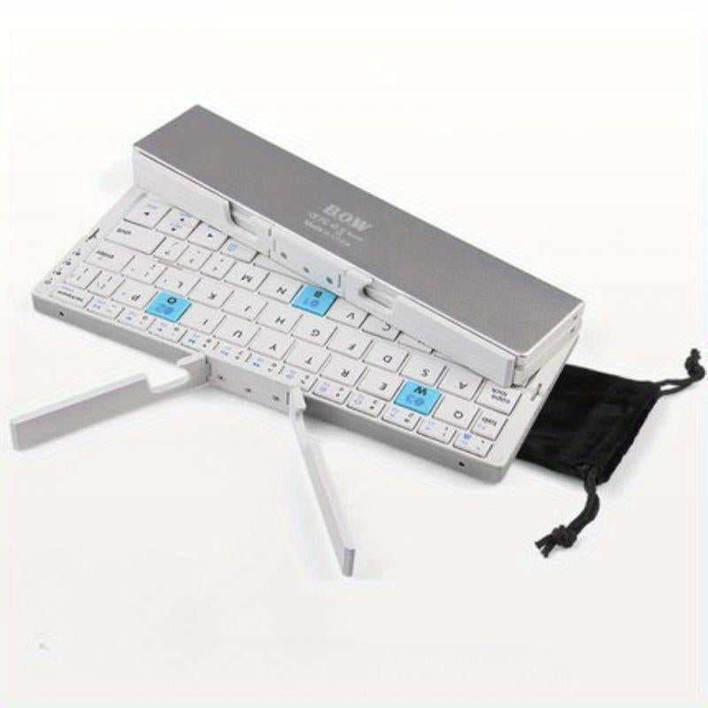 Mini Wireless Keyboard Super Mini Wireless Keyboard - Rechargeable, Foldable Design, Suitable for Android/Windows Tablets and Smartphones, Supports Simultaneous Connection to 3 Devices