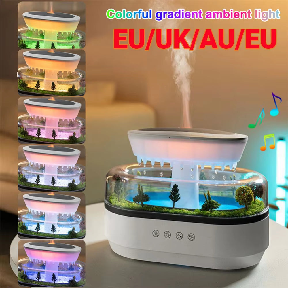 Rain Cloud and canyon Air Humidifier with Micro Landscape and Cool Mist Functionality, Featuring 7-Color Night Light and Essential Oil Diffuser