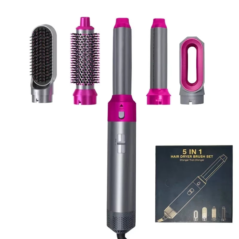 5-in-1 Professional Hair Dryer, Styling Tool Set, Hot Comb, Curling Iron, and Hair Straightener