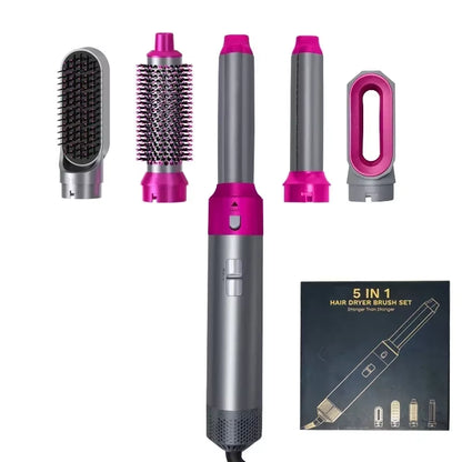 5-in-1 Professional Hair Dryer, Styling Tool Set, Hot Comb, Curling Iron, and Hair Straightener